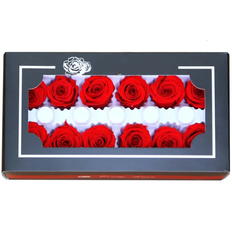 

NEW 12 pcs/lot Preserved Flowers Immortal Rose Flower 3-4CM Diameter Mothers Day Gift DIY Eternal Life Flower Material Gift Box