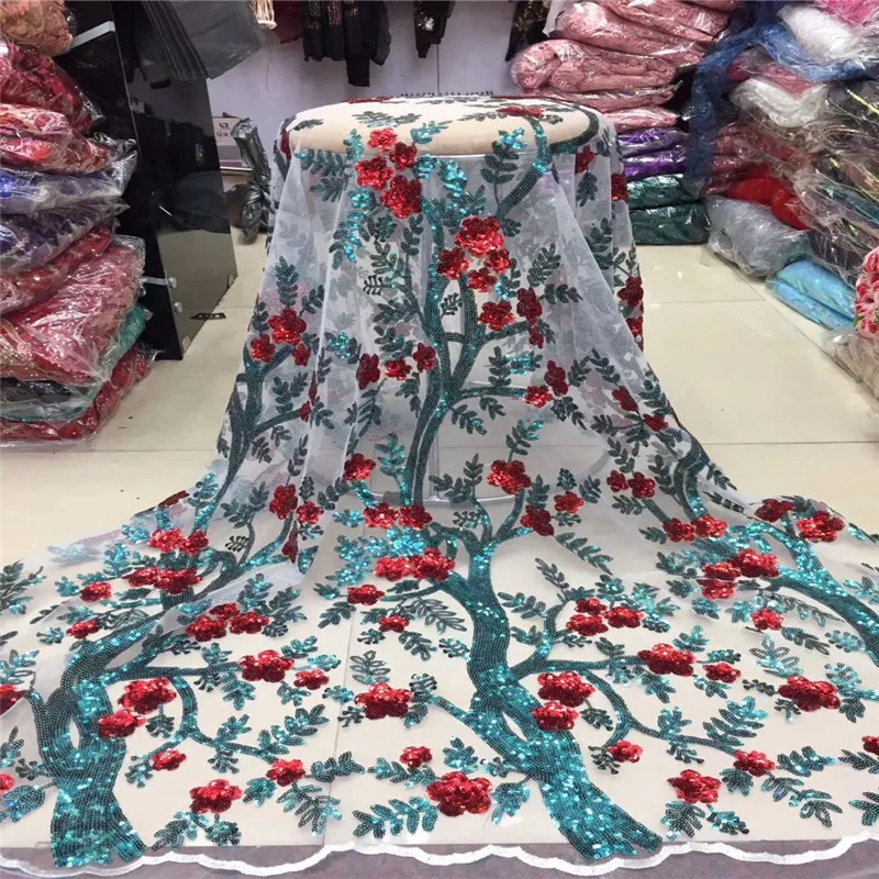 2019 зеленая Последняя французская нигерийская кружевная ткань