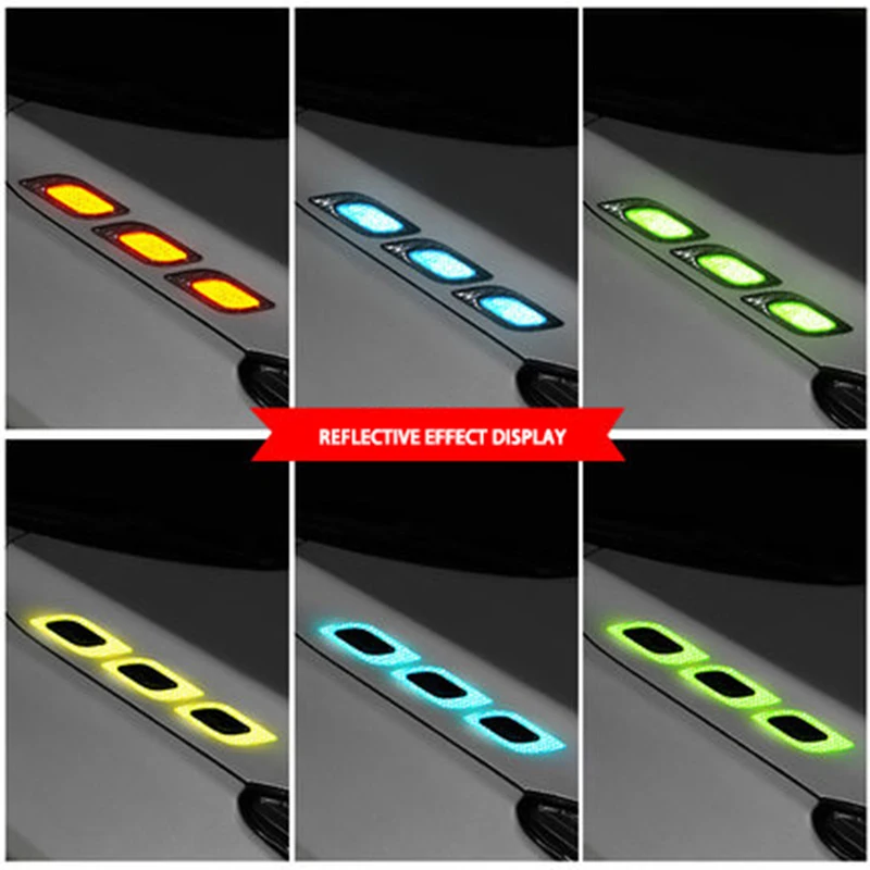 6Pcs/Set Carbon fiber Car Sticker Truck Auto Motor Car Reflective Strips Anti-Scratch Safety Warning Sticker Car Accessories