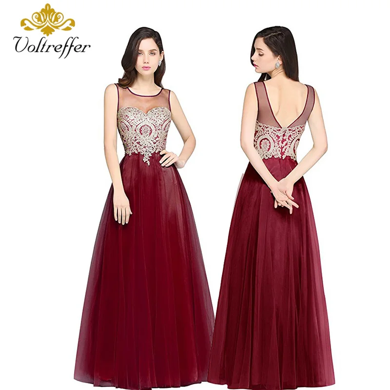 Тюлевое длинное вечернее платье без рукавов Кружевное с вырезом на спине