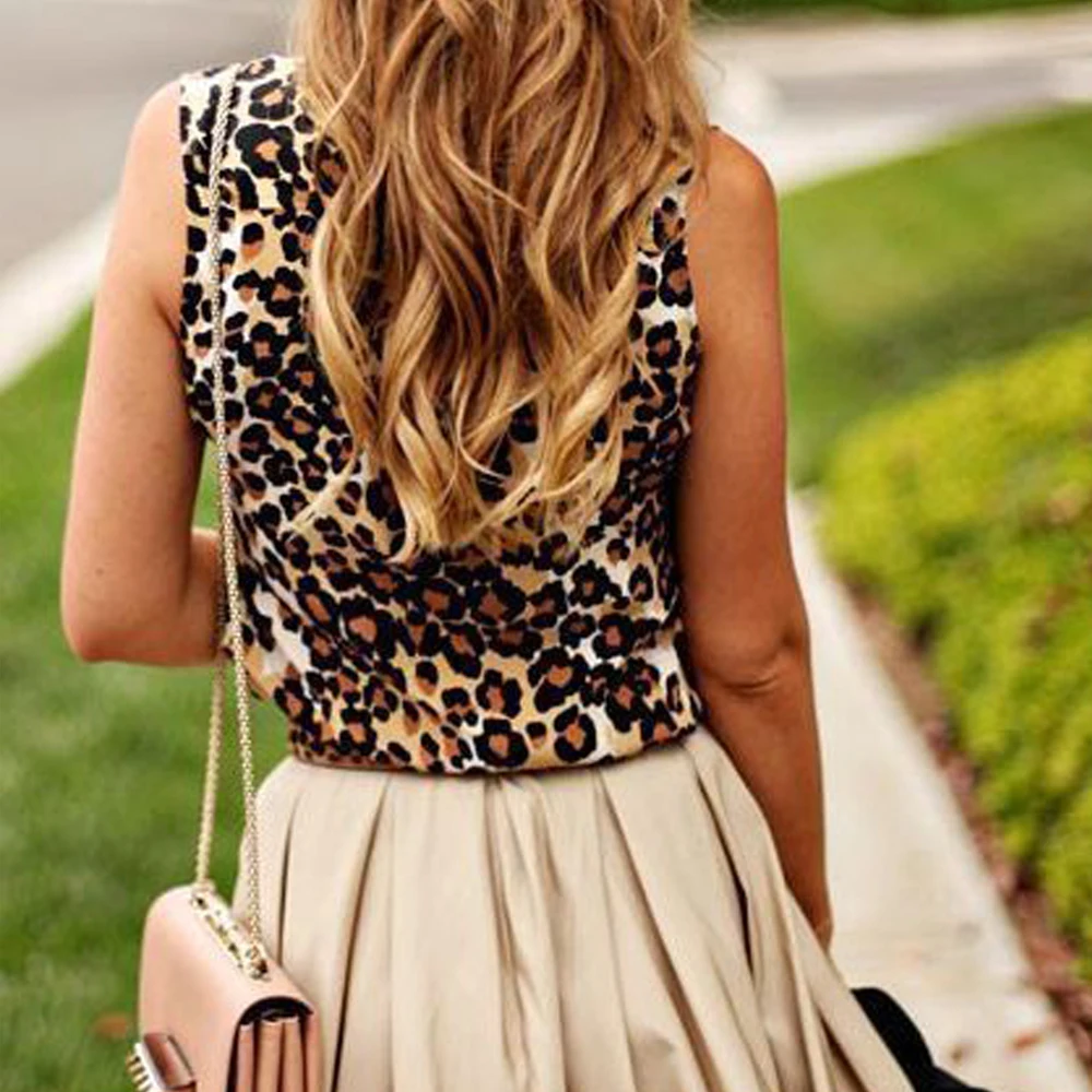 Женский летний модный жилет с леопардовым принтом повседневная майка без