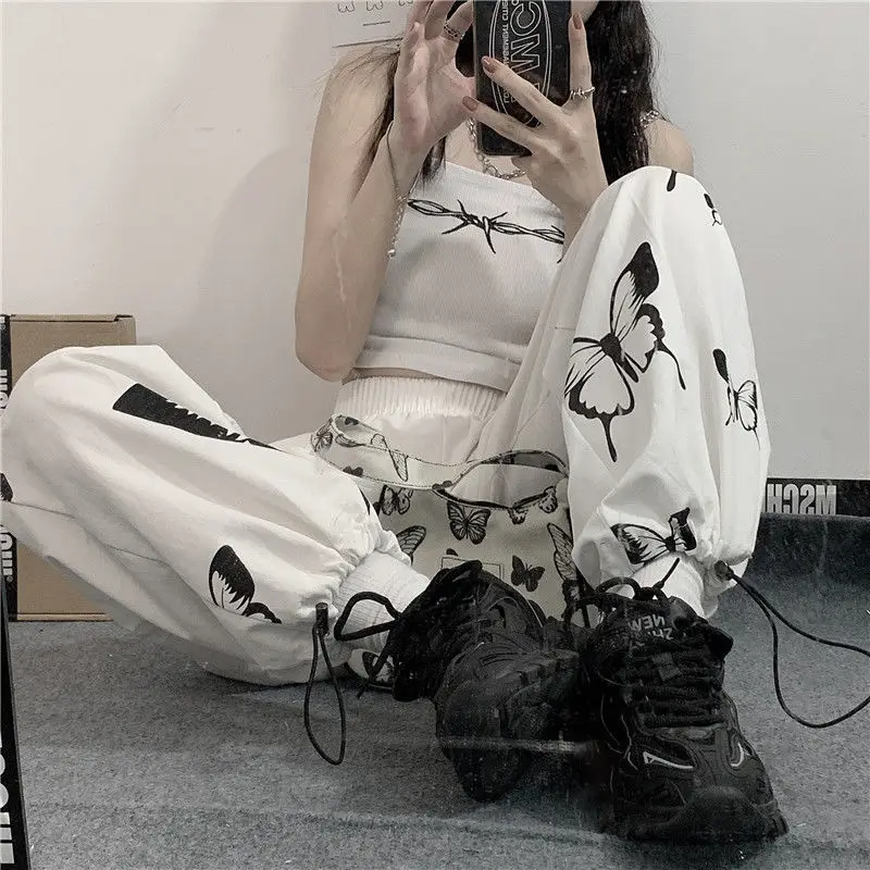 

MINGLIUSILi Korean Style Joggers Women Animal Print High Waist Trousers Spring 2021 Fashion Streetwear Hip Hop Sweatpants Women