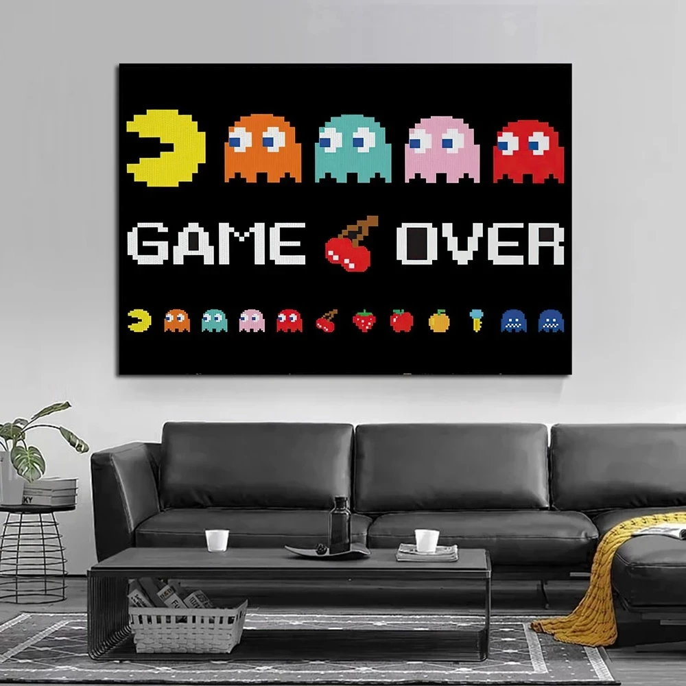 

Classic Pixel Game Pac-Man Posters Canvas Paintings on The Wall Art Decorative Picture for Children Play Room Wall Decoration