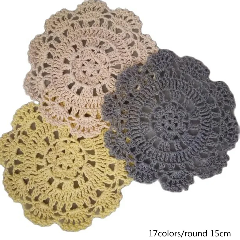 

HOT round cotton placemat cup coaster mug kitchen Christmas table place mat cloth lace Crochet tea coffee doily dish pan pad