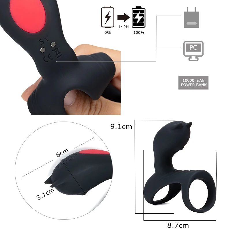 Вибрационный массажер для пениса с 9 скоростями двойные мужские кольца секса