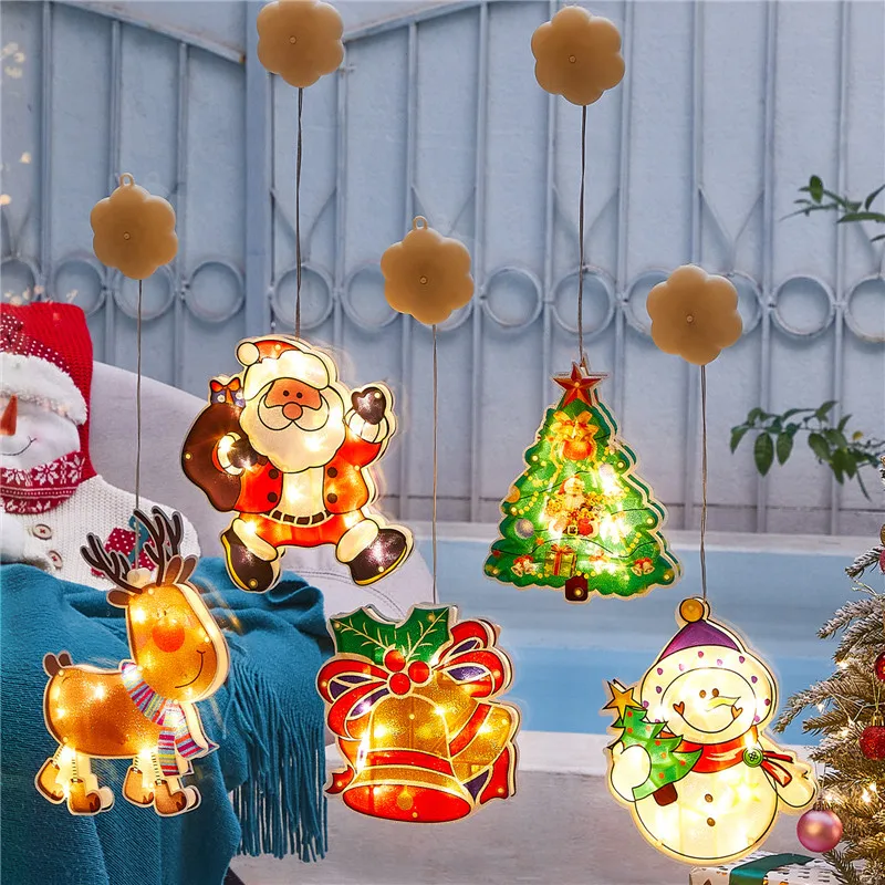 

LED Christmas Decoration Lights Santa Claus, Christmas Tree, Elk-shaped Window Suction Cup Lights New Year's Home Decoration