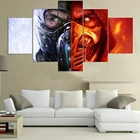 5 шт. плакат Скорпион Sub-Zero Mortal Kombat, Картина на холсте, домашний декор, настенные художественные принты для дома, гостиной, декор в рамке