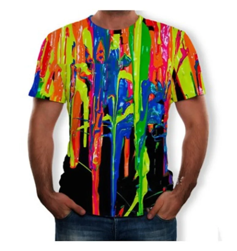 Летняя новая 3D Футболка Мужская Уличная Досуг печатная черная с коротким рукавом