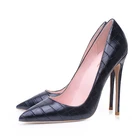 Туфли-лодочки женские на каблуке 12 см, пикантные офисные туфли на шпильке, заостренный носок, с узором под камень, высокий каблук, 2020