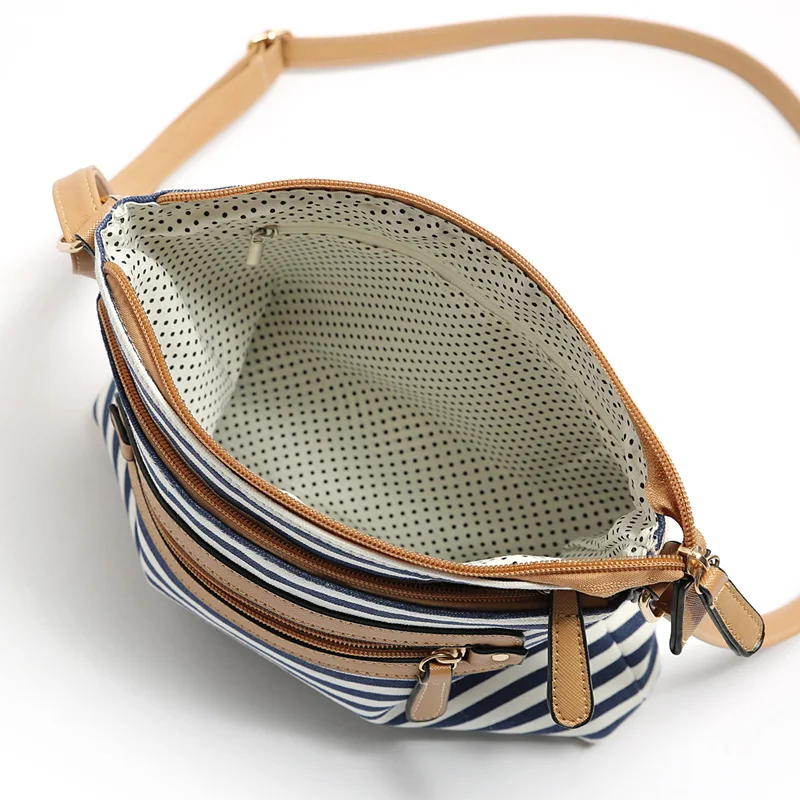Женская холщовая сумка мессенджер модная повседневная через плечо в полоску с