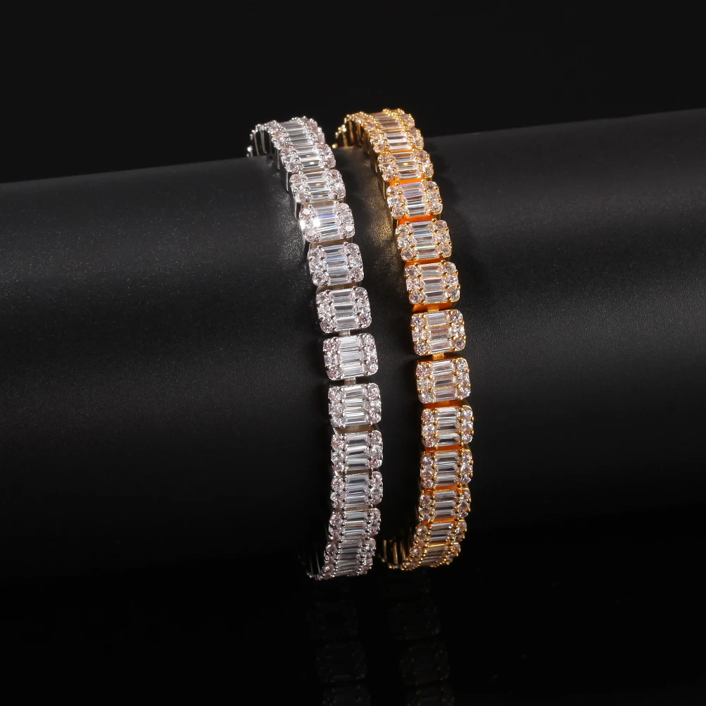 BLING KING багет кластерный браслет Микс круглые и квадратные кубические циркония