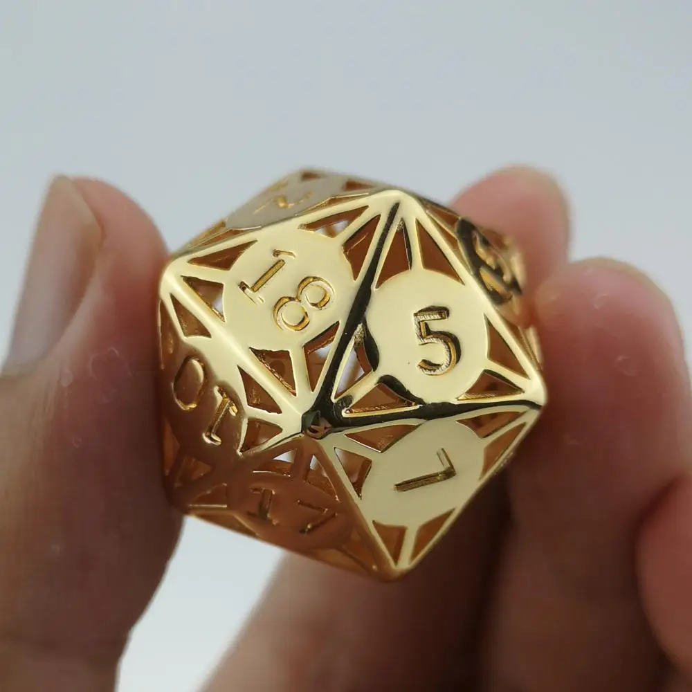 Полые металлические кубики Rollooo D20 золотая отделка для коллекции ролевых игр или