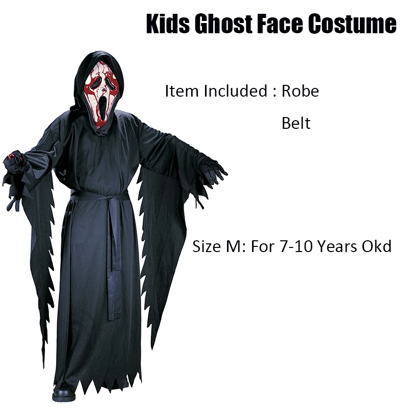 Reneecho Kids Ghost Face Costume Halloween For Boys Scary Cosplay Purim Carnival 2020 |