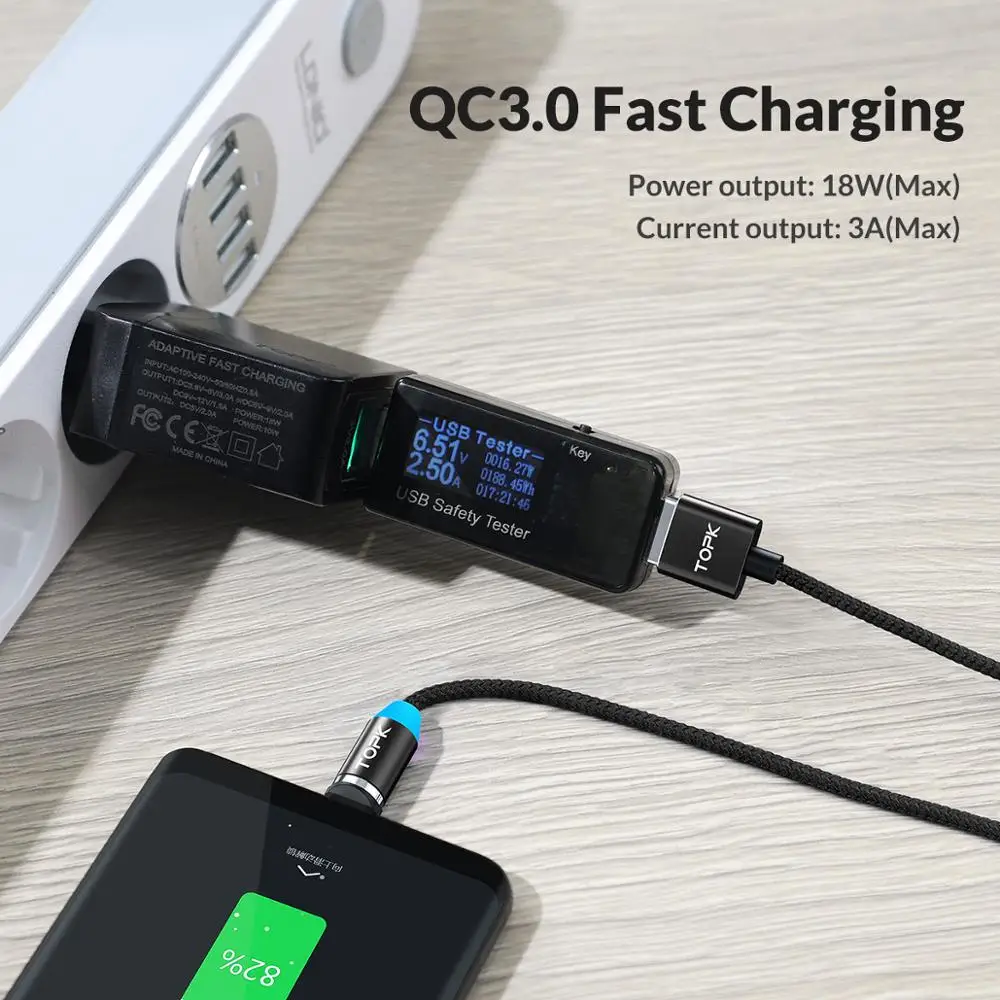 Магнитный зарядный кабель TOPK AM37 Micro USB Type C для iPhone X Xs Max 11 8 7 6 Xiaomi mi note 10 телефонные