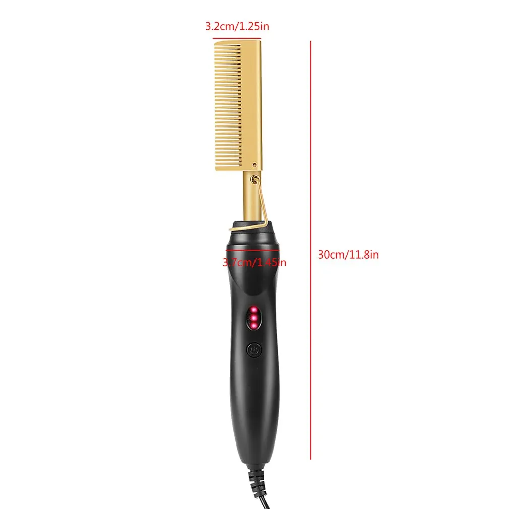 

2 in 1 Hot Comb Straightener Electric Hair Straightener Hair Curler Wet Dry Use Hair Flat Irons Hot Heating Comb Adjust Temperat