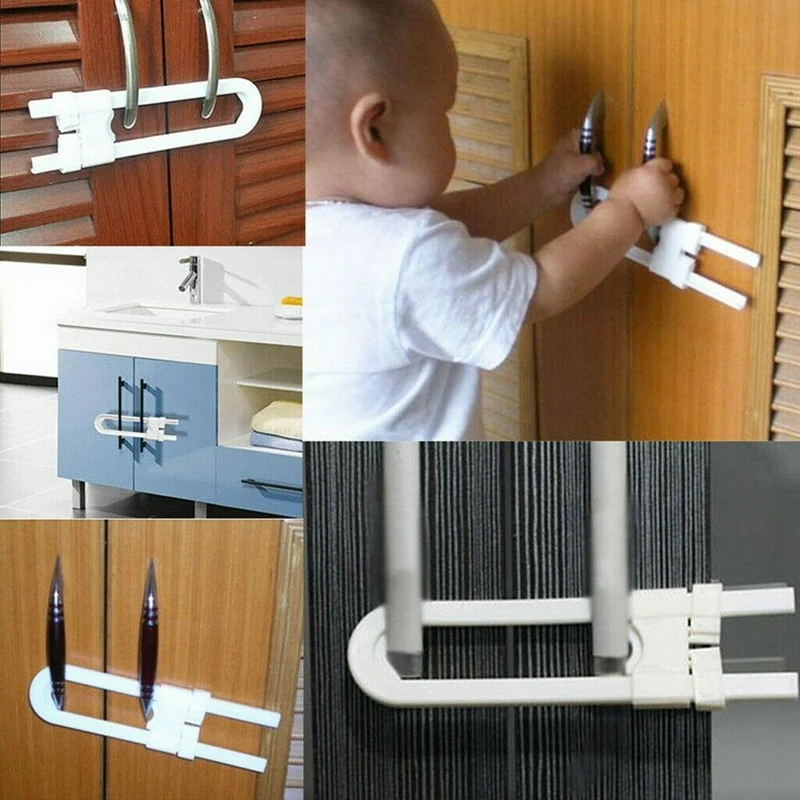 

8Pcs/Set U-Shaped Lock Child Safety Cabinet Latches Kid Baby Closet Kitchen Door