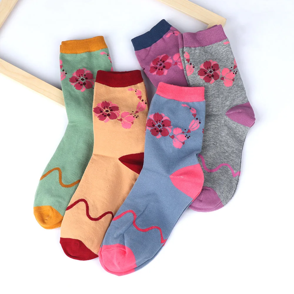 1 пара креативных женских Хлопковых Носков с цветком вишни красивые розовые