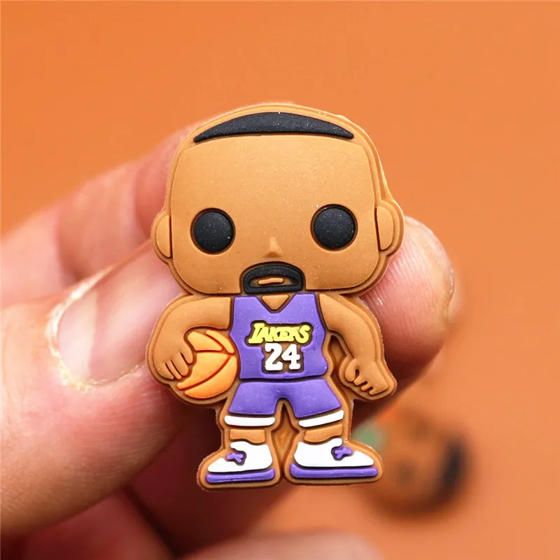 Novel Single Sale Basketball Player Shoe Charms Accessories PVC Football Player Shoe Decoration fit croc jibz Kid's X-mas Gifts