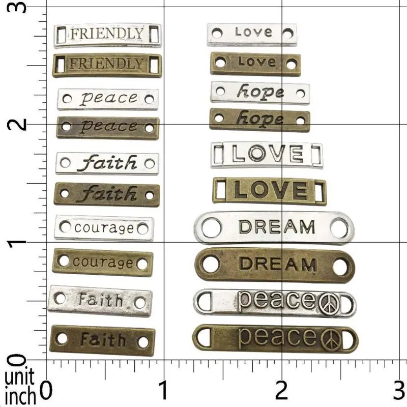 

80Pcs Mixed Color Word Hope Love Dream Letters Connector Pendants Zinc Alloy Letter Pendants Jewelry Making