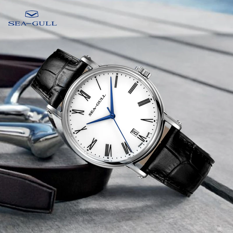 

Seagull watch men's automatic mechanical watch simple ultra-thin business watch calendar belt waterproof watch 819.618