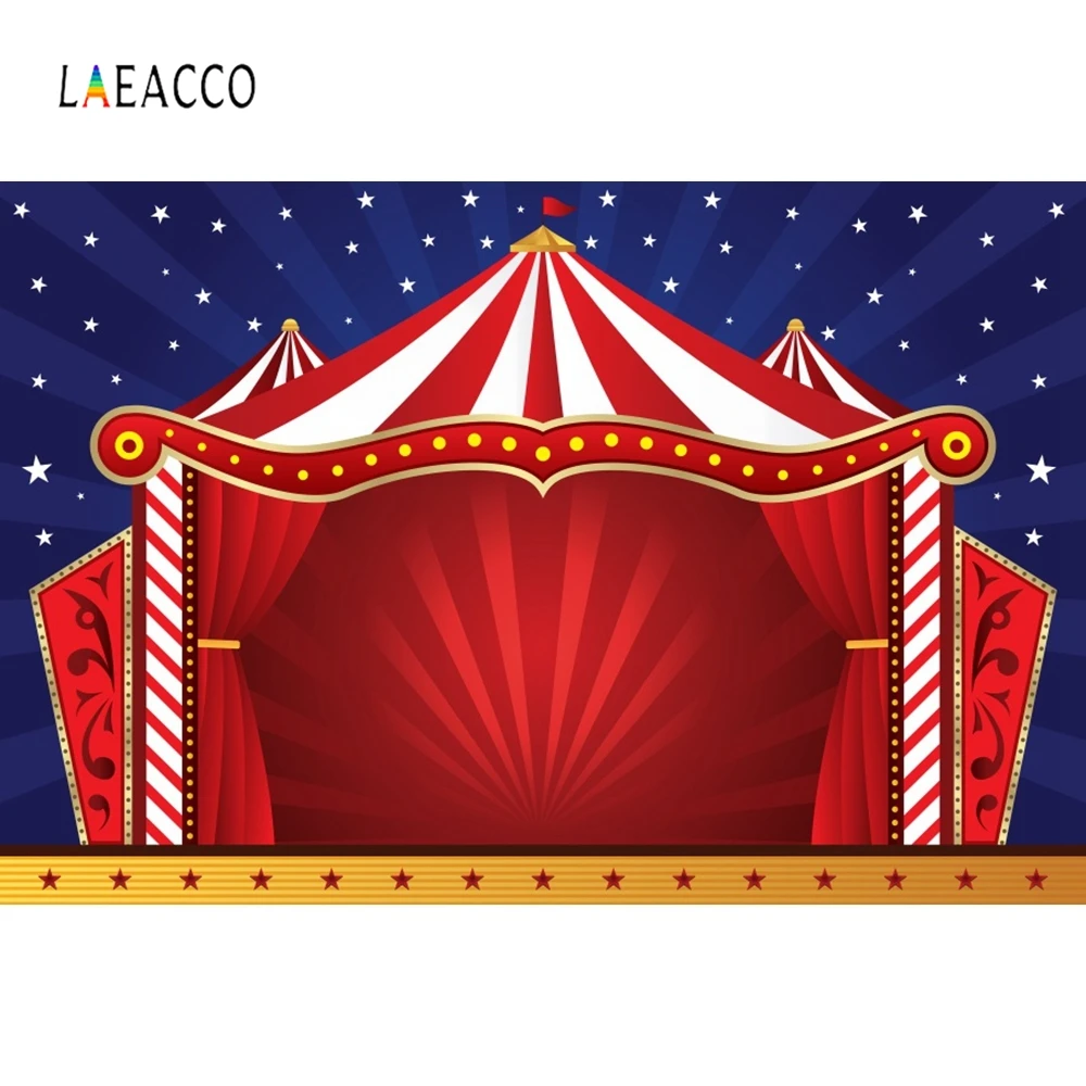 Фотофон Laeacco задний фон цирк для фотосъемки с полосками и звездами детский на