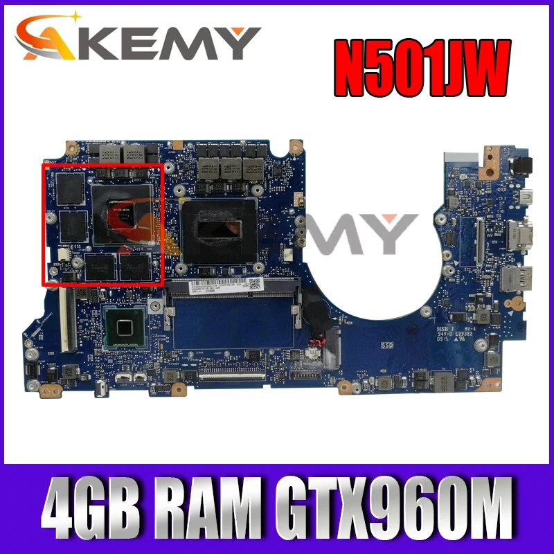 

N501JW i7-4720HQ Processor CPU 4GB RAM GTX960M Mainboard For ASUS ROG N501JW UX501J G501J UX501JW FX60J N501J laptop motherboard