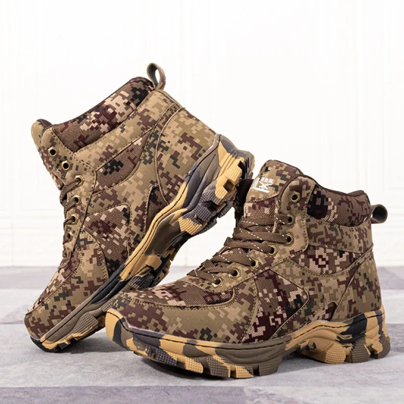 

2021 Winter Men's Snow Mid Boots Camouflage Color Dirt-Proof Warmth Combat Boot Wool Flat Boys Shoes Rubber Non-Slip Plus Thick