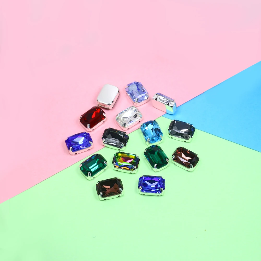 Прямоугольное восьмиугольное стекло с кристаллами настройками когтей швейные