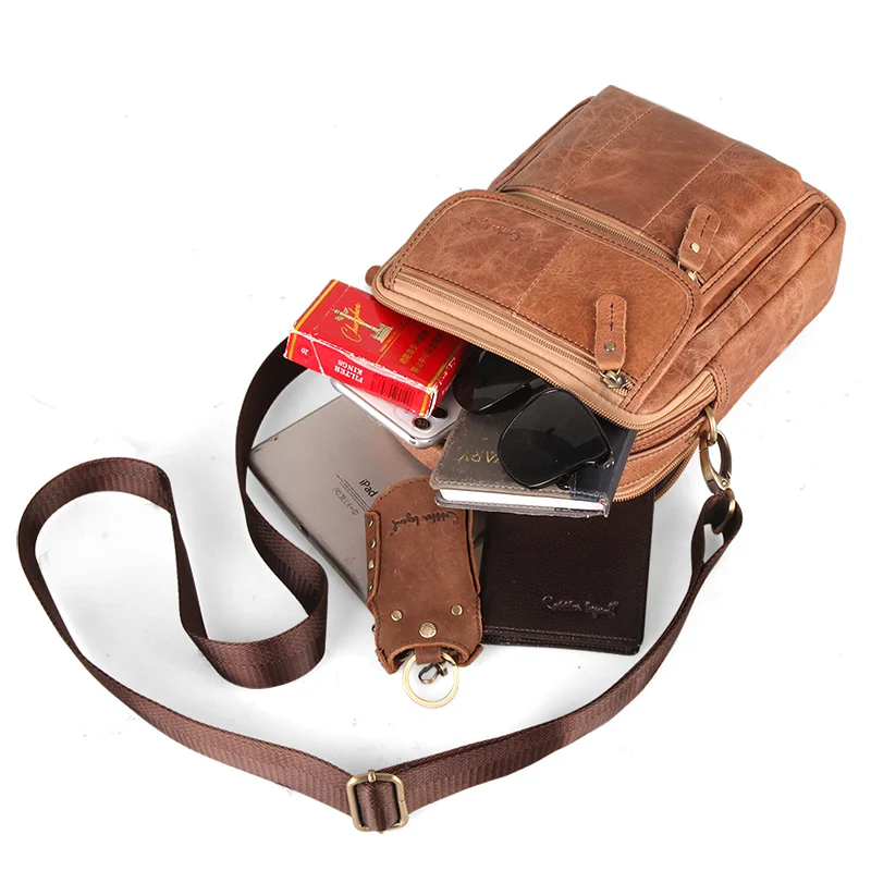 2021 new genuine leather men vintage handbags small flap mens shoulder messenger crossbody bag casual office pocket satchels free global shipping