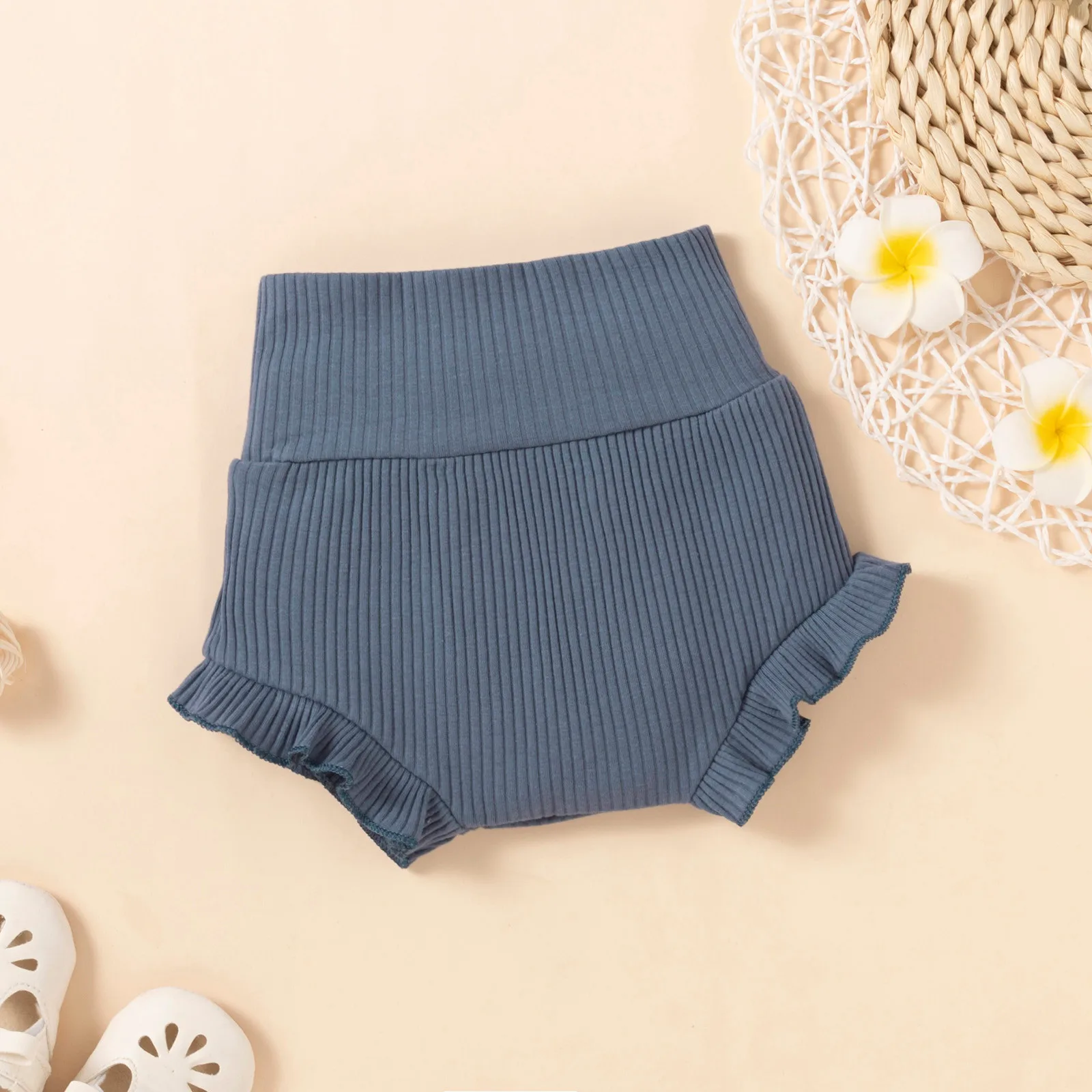 

Summer Baby Girls Romper + Pant Cotton Linen Ruffles Short Sleeve Infant Rompers Newborn Clothes Outfits Set Newborn Solid Color