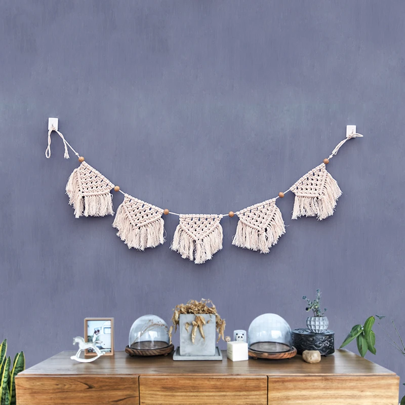 Макраме настенная подвеска с бахромой, тканевая гобеленовая декорация для дома, бохо декор, головная доска для гостиной, колдовство марокканское.