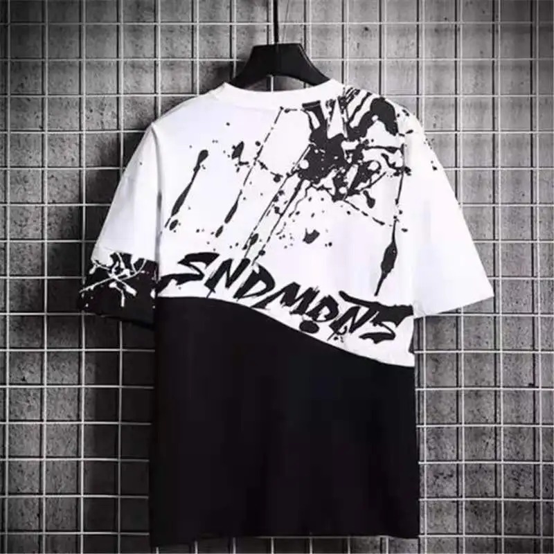 

Summer short-sleeved T-shirt men's trend printing loose wild ink half-sleeved t-shirt