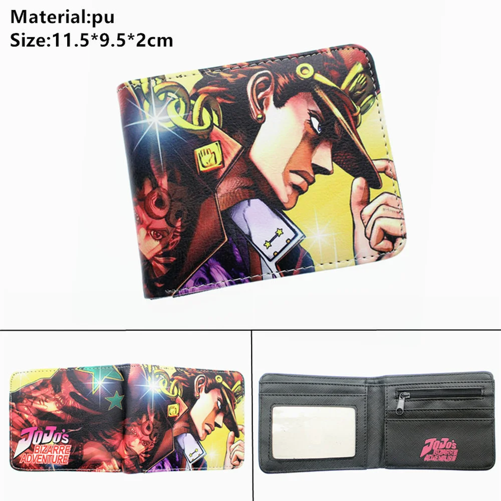 

Anime JoJo's Bizarre Adventure PU Wallet Bifold Short Boys Girls Purse Card Coin Pocket Holder Layers Print Unisex Cartoon Purse