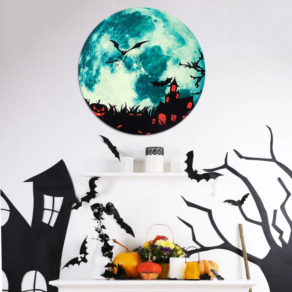 

1pc Moon Wall Stickers Fluorescence Effect Wallpaper (Green)