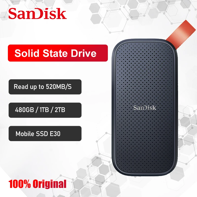 SanDisk-disco duro externo SSD,TYPE-C dispositivo portátil de 1TB, 480GB, 520M, USB 3,1, HD, 2TB, para ordenador portátil USB-C