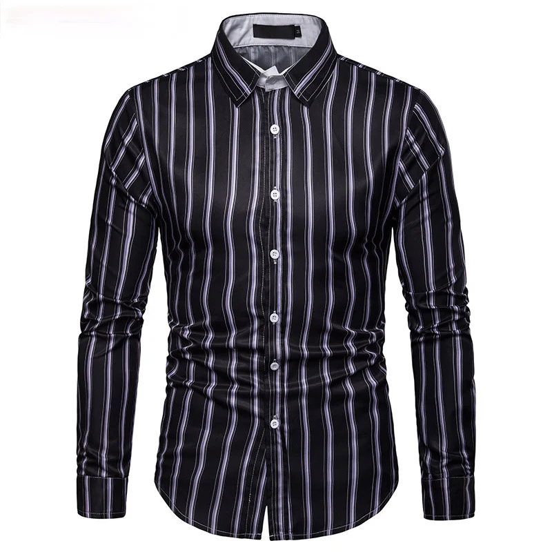 

Mens Striped Shirt Chemise Homme 2021 New Business High Quality Casual Man Dress Shirts Slim Fit Long Sleeve Shirt for Men