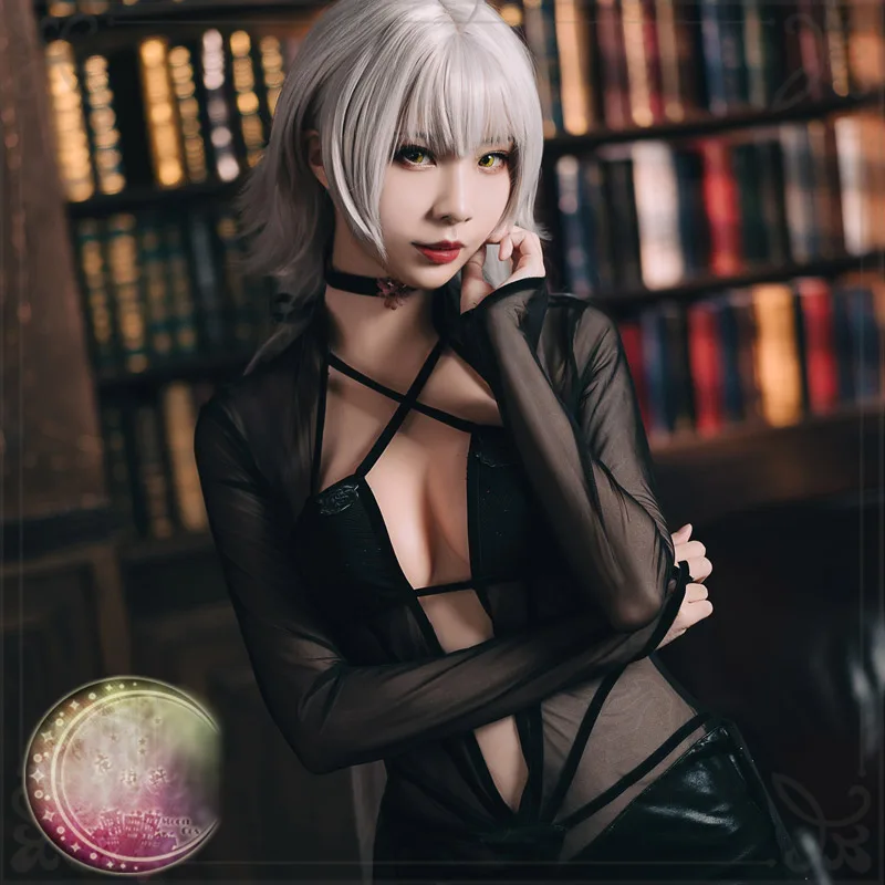 

Fate Grand Order FGO Jeanne d'Arc Cosplay Costume Black Sexy Woman Dress