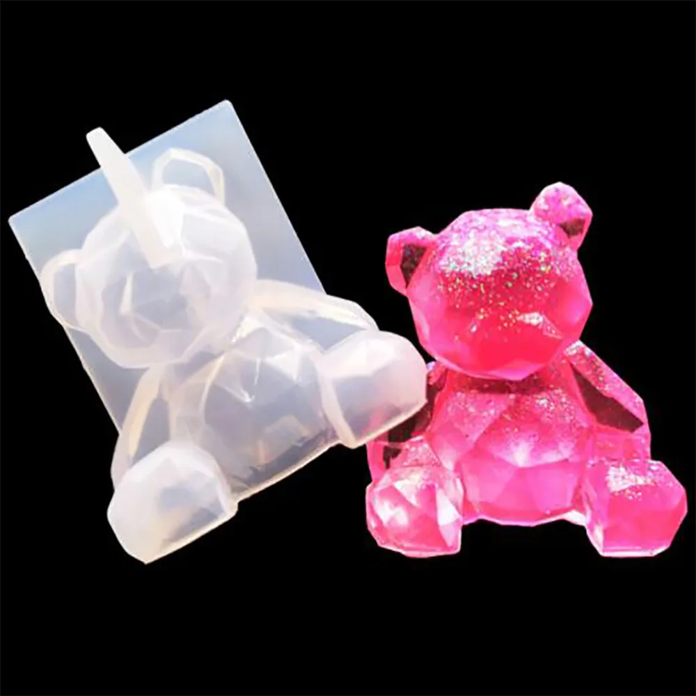 

Geometric Bear Silicone Mold Cute Bear DIY Fondant Craft Mirror Mould DIY Craft Jewelry Pendant Epoxy Resin Tool