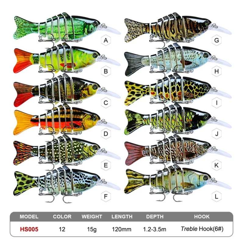 

11.2CM/14g Premium 7 Sections Swimbait Lures Fishing Tackle Sinking Wobblers Fishing Lures Fashion Multijoint Fishing Bait