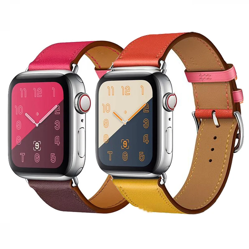 Ремешок из натуральной кожи для Apple Watch 42 мм серия 5 4 3 2 1 iwatch 44 ремешок 38 40 наручный