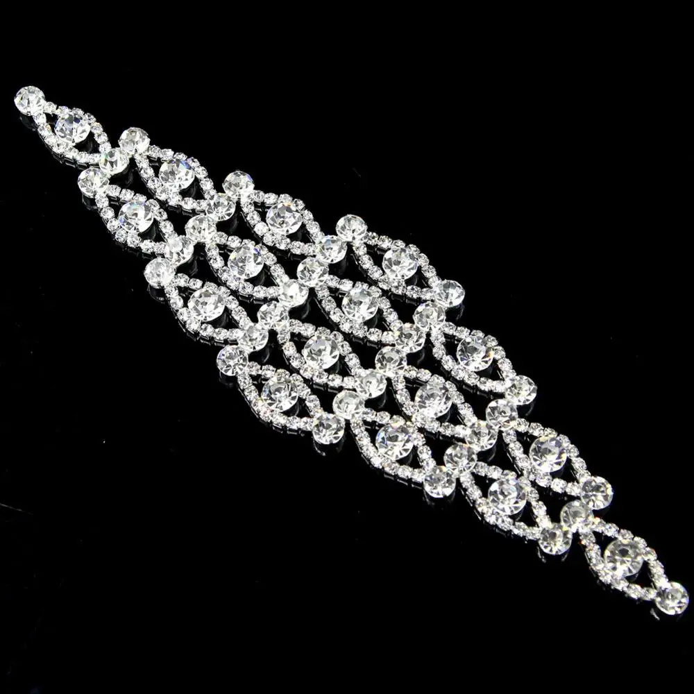 

20Pcs Rhinestone Appliques Silver Golden Beaded Bridal Sash Belt Applique Sewing Patch for DIY Wedding Dress Shoes