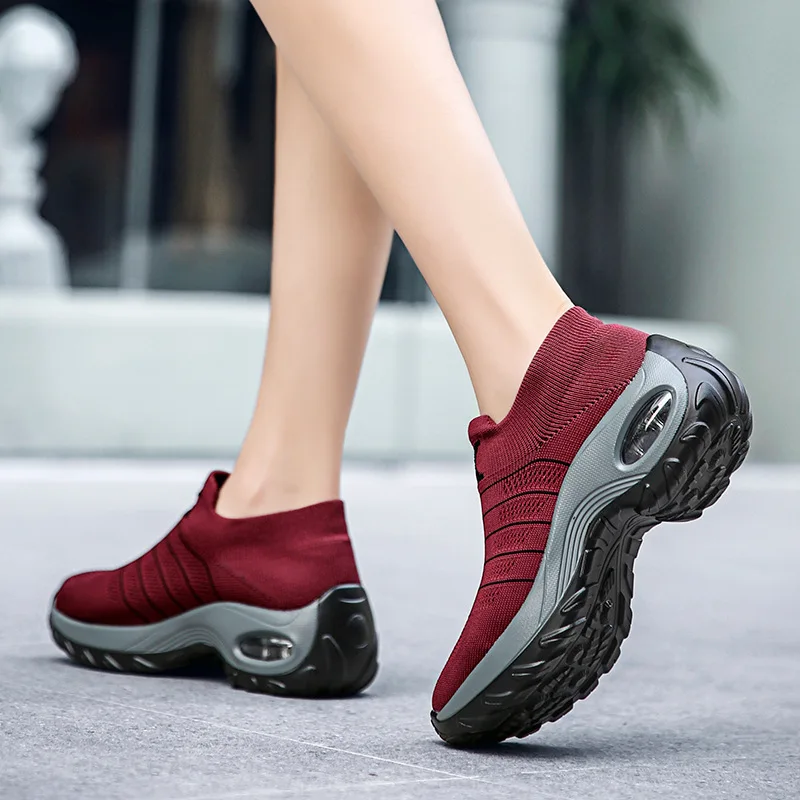 Spring Autumn Women Shoes Sneakers Old People Walking Knitted Female Casual Socks Shoes Big Size Ladies Comfortable Footwear