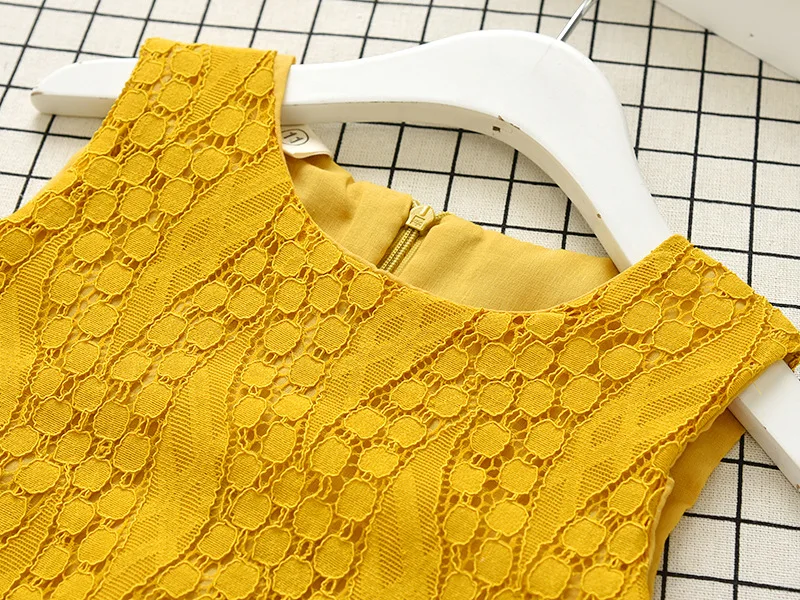 Модный комплект одежды для девочек 2019 желтая рубашка без рукавов и шорты с лямкой