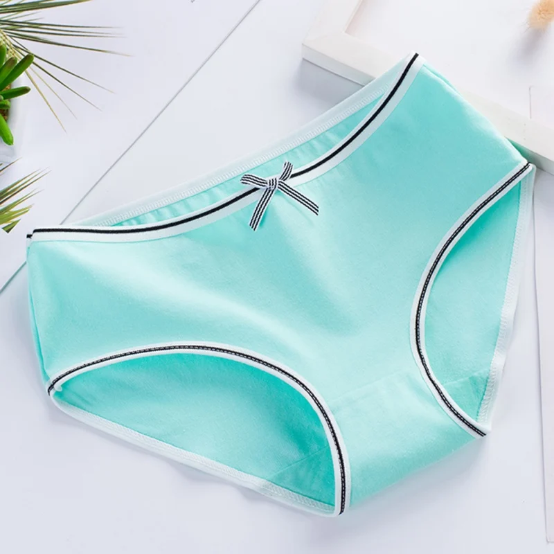 Женские трусы японские ярких цветов со средней талией однотонные хлопковые для