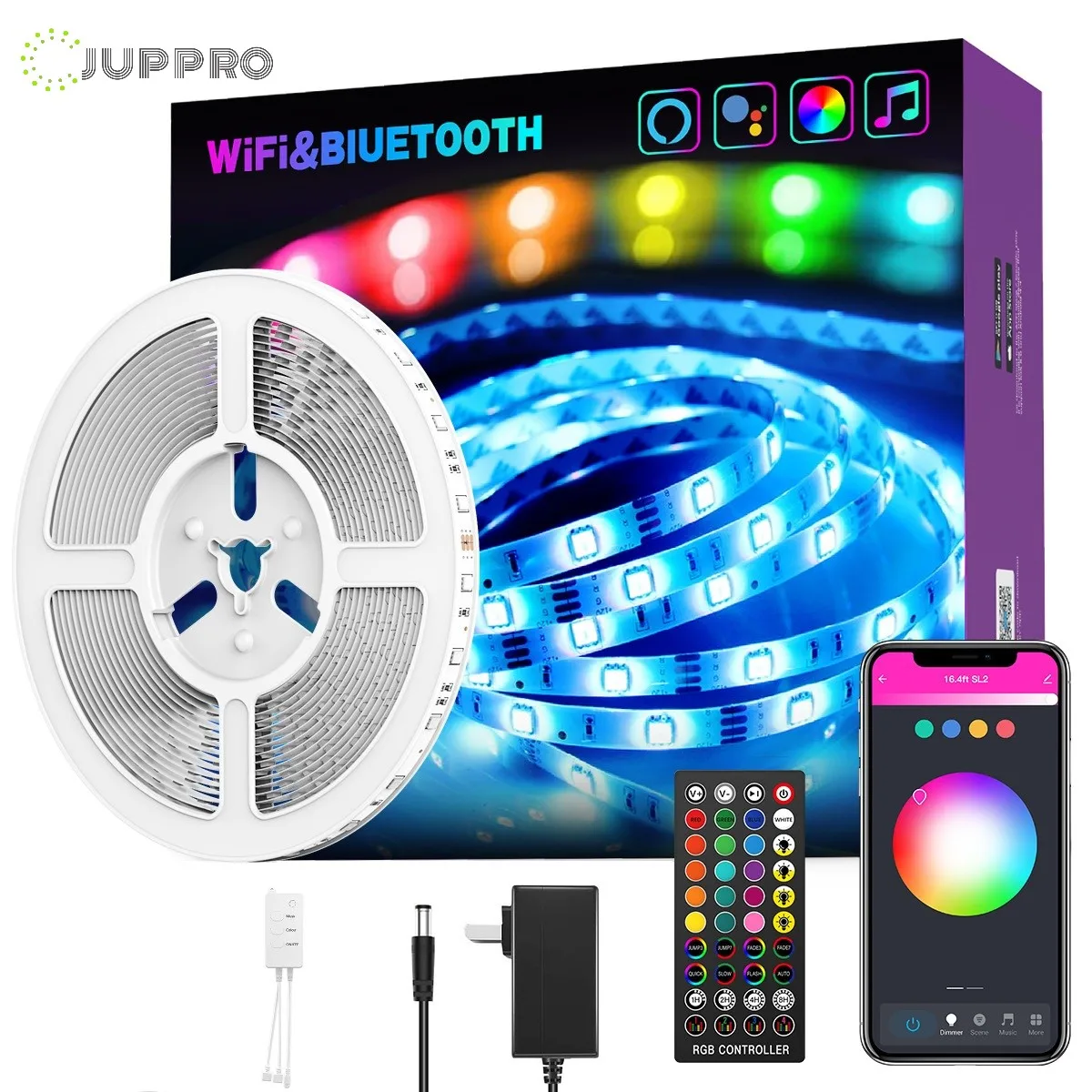 

Bluetooth LED Light Strip 5050 WiFi LED Tape Light Garland LED TV Backlight Ribbon Light for Decoration Work with Alexa & Google