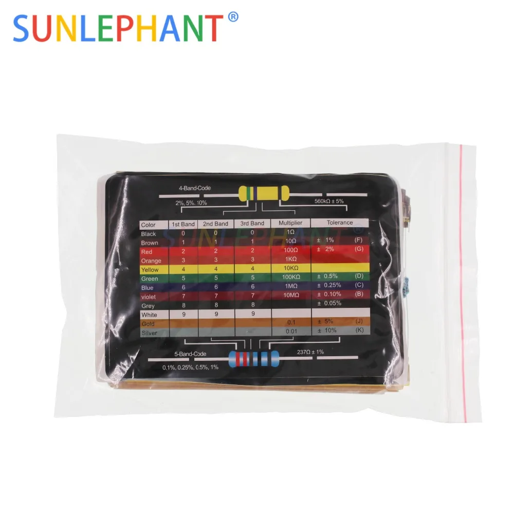 

Set 600pcs 30 Kind 1/4W Resistance 1% Metal Film Resistor Assorted Kit Each 20pcs Free color ring resistance meter