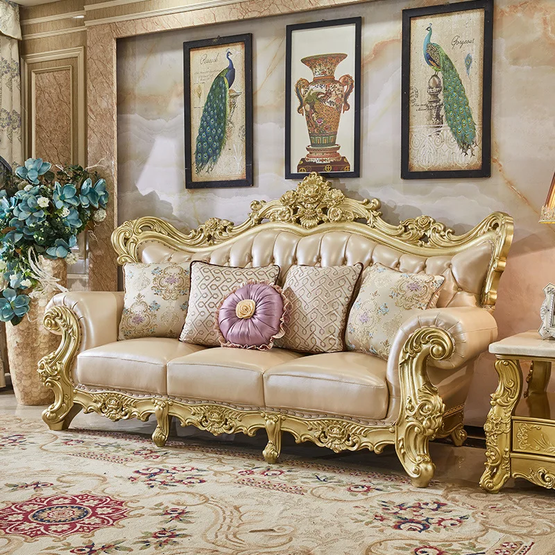 Антикварная мебель для гостиной диван классический дизайн золотые диваны