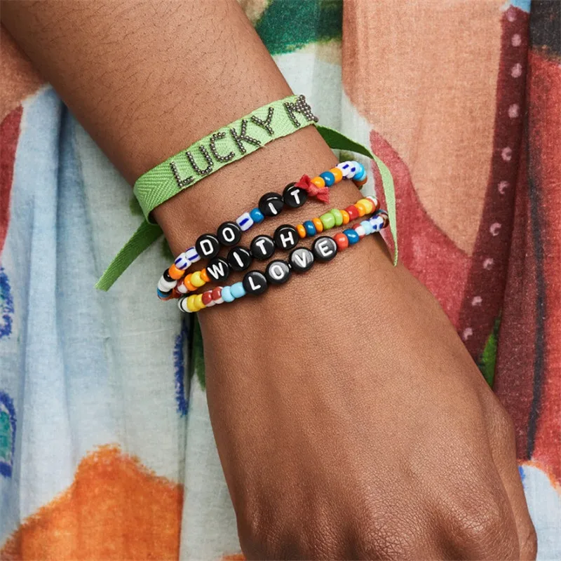 Сделай это с любовью полимерное письмо бусины цветная Подвеска Браслеты Набор
