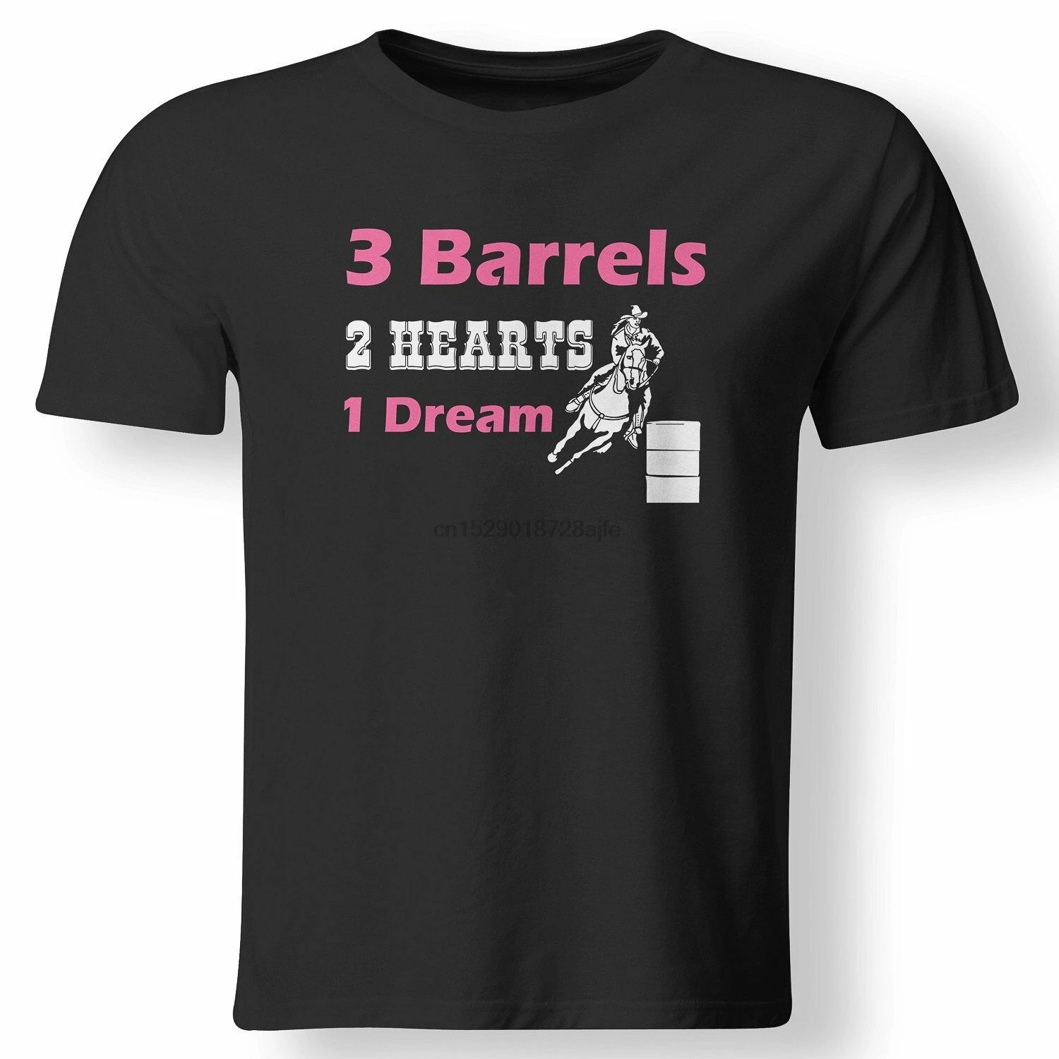 

3 Barrels 2 Hearts 1 Dream Barrel Racing Horse Riding Rodeo T Shirt