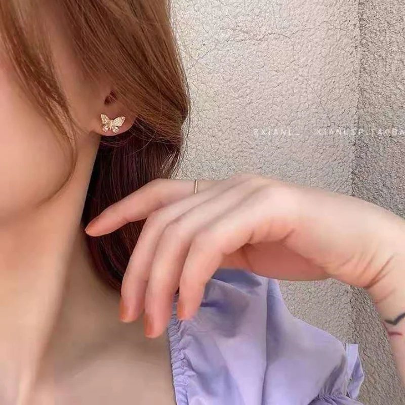 

Match-Right Elegant Rhinestone Butterfly Earrings for Women Korean Style Sweet Female Earring 2020 New Stylish Jewelry